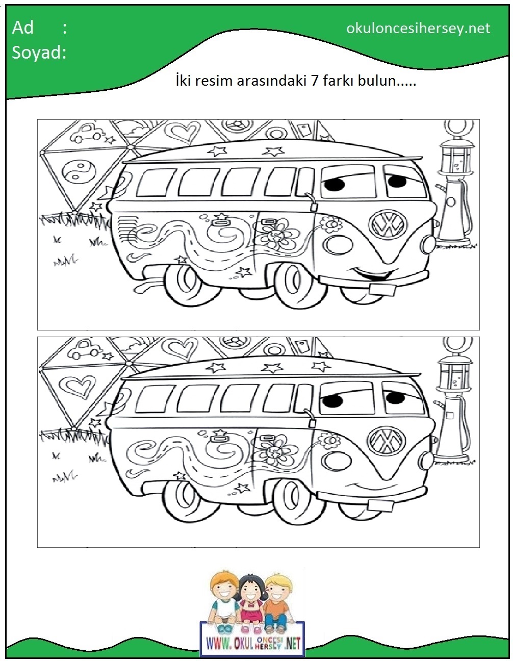 okul öncesi İki Resim Arasındaki Farkı Bul